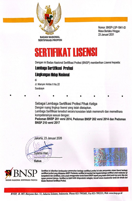Sertifikat Lisensi BNSP